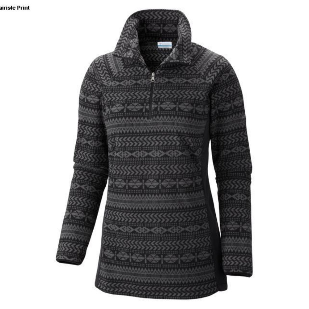 Black Fairisle Print Columbia Half-Zip Pullover